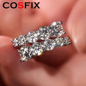 Wedding Rings COSFIX Round Cut For Women 01ct5ct Row Ring Luxury 2023 Women's Full Gift 231120