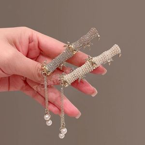 Elegant rhinestone Bamboo hair clip fashionable female top clip chain tassel ponytail clip sweet girl hair accessories