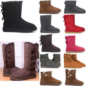 Stiefel Schnee Designer Turnschuhe Knöchelkurz Winterschuhe Dreifach Schwarz Kastanie Lila Rosa Marine Grau Klassisch Damen Damen Mädchen