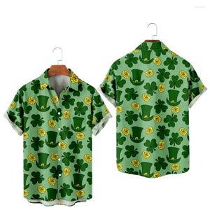 Mäns avslappnade skjortor män skjorta 2023 Happy St. Patrick's Day Carnival Lrish Festival Green Summer Short Sleeve Harajuku Street Tees Kid