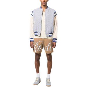 Designerkläder Fritidsrockar 2023 Sommar Nytt Rhude Mode High Street Dragsko Mode Ullebokstav Präglade Lösa Fritidsshorts Män Ytterkläder vindjacka