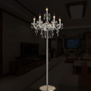 Lampy podłogowe Nowoczesna kryształowa lampa do salonu restauracyjna dekoracje ślubne klasyczne biurko E14 Stojak na świeca 204Z
