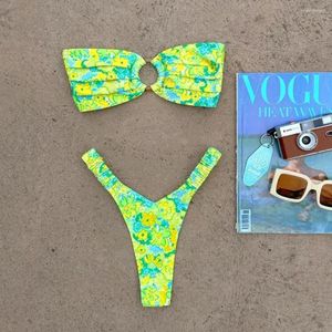 Женские купальные костюмы Микроикини Толкают женские купания 2023 Сексуальные женские бразильские набор Thong Biquini Swim Suits Печать пляжная одежда