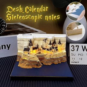 Weihnachtsdekorationen Magic Castle 2024 Kalender 3D-Notizblock Kreatives Design Notizen Büro Schlafzimmer Wohnzimmer Dekor Neuheit Weihnachtsgeschenk 231121