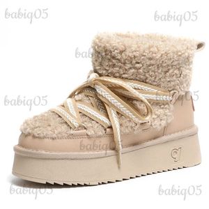 Boots Winter Boots Women Ankle Boots Platform Waterproof warm Lace-up Fur Ski Snow Boots Size 34-40 T231121