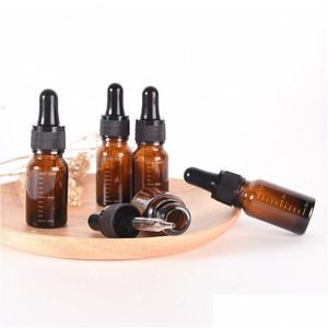 Verpackungsflaschen 10 ml leere Glastropfen für ätherische Öle in nachfüllbarem bernsteinfarbenem Mini-Behälter Flüssigkeitspipettenflasche W0297 Drop Delivery Dhy7T