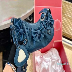 Underarm bag bow biker bag bucket bags woman heart hanging mirror single shoulder crossbody bag black cool handbag purse