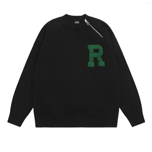 Maglioni da uomo Lettera verde ricamo Maglione autunnale nero per uomo e donna Pullover streetwear Baggy lavorato a maglia Suter oversize Y2k vestiti