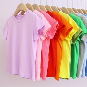 T-Shirts VIDMIDSSommer Kinder Kurzarm reine Baumwolle Babykleidung Jungen und Mädchen unbedrucktes Unterteil Shirt 4018 48 230420