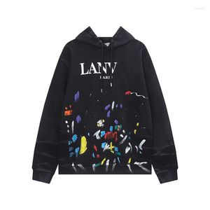 Men's Hoodies Men Black Pullover Sweatshirts Print Autumn And Winter Street Printing Loose Casual Hooded Sweatshirt