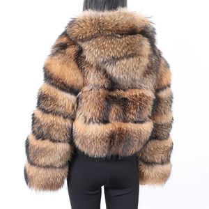 Pelliccia sintetica da donna MAOMAOKONG Cappotto in vera pelliccia da donna Giubbotti con cappuccio di procione naturale Cappotti super invernali Abbigliamento femminile 231121