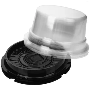 Set di stoviglie Jojofuny Contenitori per torte usa e getta in plastica Supporti rotondi Scatola da forno Supporto per cupcake Coperchi a cupola Matrimonio Pasqua Conservazione