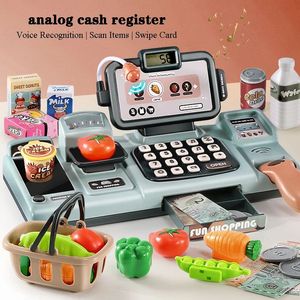 Kitchens Play Food Children's pretend shopping cash register toy simulation supermarket luxury cash register package pretend play house toy gift 231120