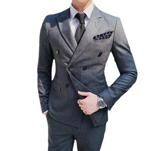 Mäns kostymer Blazers S 7XL Blazer Vest Pants High End Brand Rands Business Mens Double Breasted Suit Groom Banquet Performance Dress Stage 231120