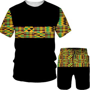 Tute da uomo Stampa 3D T-shirt Dashiki africana Pantaloncini Abito estivo Manica corta Abiti folk personalizzati Taglie forti 230421