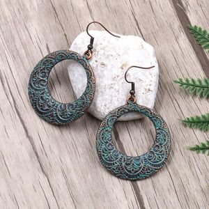 Dangle Earrings Vintage Ethnic Totem Circle Drop For Women Bohemian Statement Ancient Hollow Round Dangling Party Jewelry Gift