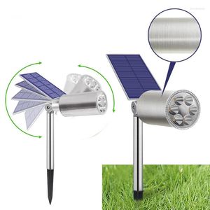 Solar Lights Waterproof 6 LEDs Spotlight Outdoor Adjustable Landscape Light Security Lighting For Patio Deck Yard Garden