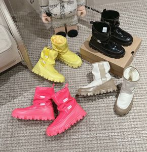 Newest TOP Quality Luxury Waterproof Mini Brera Snow Boots Candy Color Fashion Rain Boots INS Winter Jelly Boots increase Platform Warm Ankle Boots rain boots