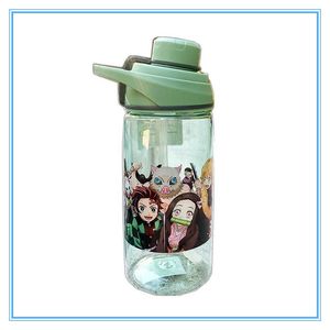 Kubki Kids Water Sippy Cup Kreatywna kreskówka ze słomkami Leakproof Water Butelles Outdoor Portable Demon Slayer Tanjiro Nezuko Z0420