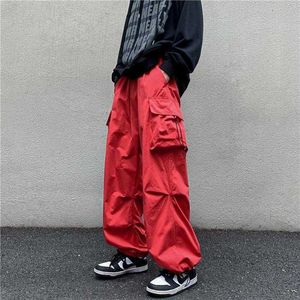 Męskie spodnie Deeptown Y2K Spodnie dla mężczyzn Czerwone czarne szare joggingowe spodnie Mężczyzna luźne zwykłe high street Work noszenie Hip Hop moda wiosna J230420