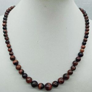 Chains Exquisite 6-12mm Red Tiger's Eye Round Bead Boutique Necklace 18 Inch Women's Jewelry