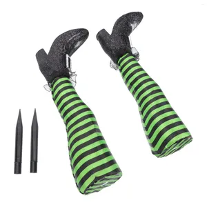 Garden Decorations Wicked Witch Leg Stuffed Feet With Shoes Craft Ornament Stake Sign Props For Outdoor Indoor Wreath Decor ( Green )