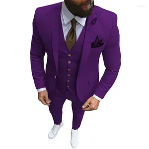 Ternos masculinos 2024 rosa 3 peças terno formal negócios notch lapela fino ajuste smoking homem blazer para casamento (blazer colete calças)