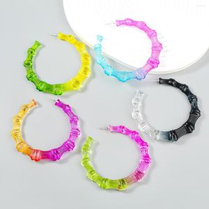 Hoop Earrings MITTO DESIGNED FASHIONABLE JEWELRIES AND ACCESSORIES MULTI OPTIONAL RESIN TWO-TONE BAMBOO SHAPED EARRING