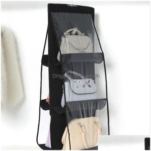 Sacos de armazenamento pendurado organizador de bolsa para armário de guarda-roupa saco transparente porta parede clara sapato com cabide bolsa wly935 gota dhcbr