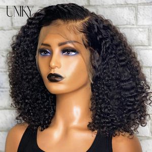 Synthetic Wigs Short Curly Human Hair Bob Wig Water Lace Front Human Hair Wigs ForWomen PrePlucked Brazilian Glueless T Part Lace Wig Unikyhair 231121