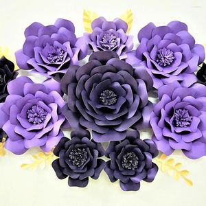 Party Decoration Purple Paper Flowers Decorations For Wall Large Rose Artificial Wedding Engagement Bridal Shower Centerpiece