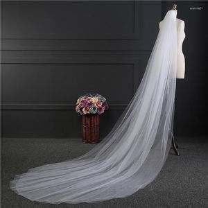 Veli da sposa 3 m lungo bianco avorio 2 strati morbido velo da trascinamento copricapo filato semplice con pettine accessori da sposa