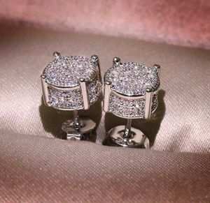 Charm Choucong Hip Hop Stud Earring Vintage Jewelry 925 Sterling Silver Yellow Gold Fill Pave White Sapphire Cz Diamond Sparkling Women Men With Box 86ESS