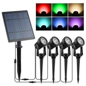 Gräsmattor Solar Spotlights Landscape Lights Wall Light Outdoor IP65 Vattentät 3M Kabel Auto On/Off med 4 Warm White for Garden Yard Dusk till Dawn