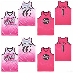 Movie Basketball 1 Pinkys Day Day Day Jerseys Män Nästa fredag ​​Records Airbrush Nickelodeon Retro Hiphop Pink Team College for Sport Fans Pure Cotton Pensionera andningsbar