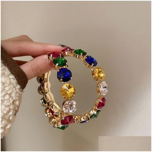 Hoop & Huggie Fashion Colorf Big Crystal Hoop Earrings Geometric Round For Women Statement Jewelry Drop Delivery Jewelry Earr Dhgarden Otm5D