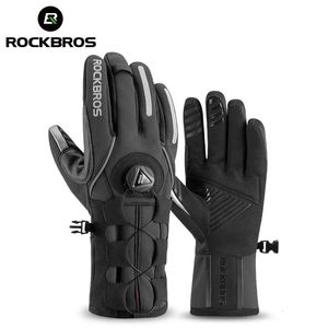 Luvas de esqui ROCKBROS Luvas de ciclismo ajustáveis Tela reflexiva Touch Warm MTB Bike Gloves Outdoor Waterproof Motorcycle Bicycle Gloves 231120