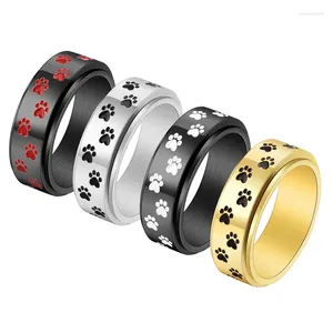 Klusterringar söta husdjur hund rostfritt stål fidget ring för män roterande snurrande ångest knuckle tillbehör anillos para hombre