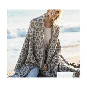 Blankets Half Wool Sheep Blanket Knitted Leopard Plush Dream Drop Delivery Home Garden Textiles Dhz01
