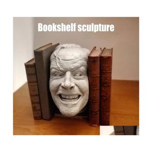 Objetos decorativos Figuras Scpture of the Shining BookEnd Library Heres Johnny Resin Desktop Ornament Book Shelf KSI999 210811 D DHZS8