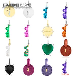 FAHMI Light luxury, vibrant and gorgeous heart-shaped round card bear full of diamonds and pearls purple red green black purple pendant Good Craftsmanship, TOP Quality