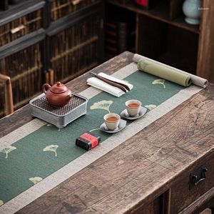 Tea Napkins Chinese Ginkgo Leaf Waterproof Fiber Mat Table Flag Art Zen Tray Set Accessories