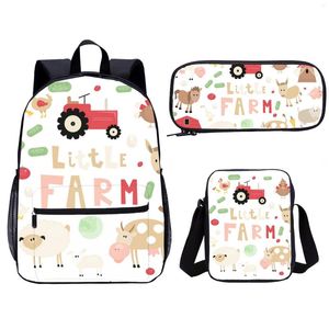 Rucksack 3PC Set Schule für Kinder 3D-Druck Lässige Kinder Umhängetaschen mit Federmäppchen Teenager Bag Combo