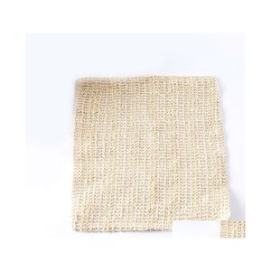 Spazzole da bagno Spugne Scrubber 100% Natura Sisal Asciugamano per la pulizia per il corpo Panno per il lavaggio esfoliante in lino 25X25Cm Salvietta per doccia Fa Dh6Uf