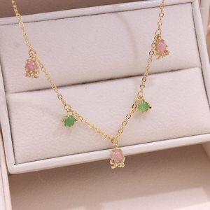 Kedjor Delikat smycken Elegant Crystal Ocean Animal Charm pendantneck Laces for Women 14k Gold Plated Chain Halsband