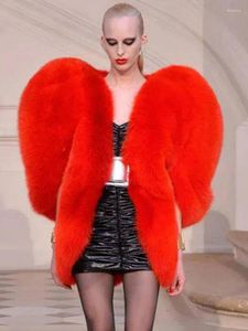 Women's Fur Fashion Love Faux Coat Women Puff Long Sleeve Cardigan Coats 2023 Autumn Winter Female Solid Thickened Warm Plush Jackets