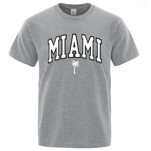 Męskie koszulki Miami Seaside City List Osobowość Mężczyzna Kreatywność Crewneck Ubrania luźne letnie koszulki mody bawełniany krótki rękaw