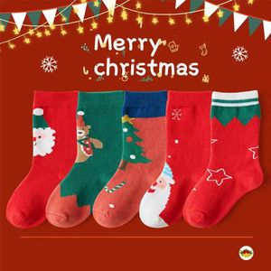 Kindersocken 5 Paare/los Weihnachten Kinder Socken Kinder Jungen Mädchen Baby Baumwolle Mode Warm Für Herbst Winter Jahr 1-12 Jahre Teen Student Socke 231121