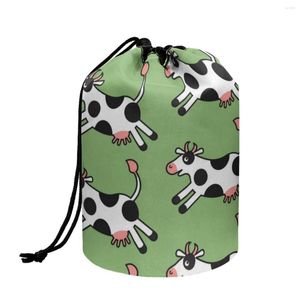 Cosmetic Bags FORUDESIGN Cute Cartoon Cow Print Large Toiletry Storage Bag For Women And Girls Waterproof Polyester Fabric Durable Makeup