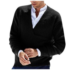 Men's Sweaters 2023 Autumn And Winter Pullover V-neck Solid Cool Fashion Casual Soft Cotton Business Cardigan Style Sweater Coat